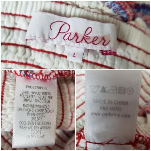 Parker Lizette Ruffle Off Shoulder Striped Top Large - Picture 6 of 6